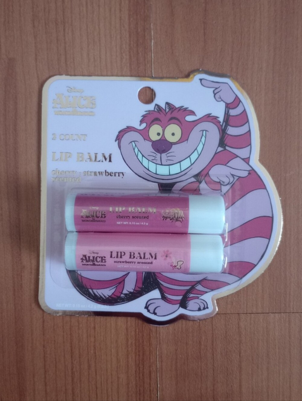 New Disney Alice And Wonderland Strawberry Lip Balm Set - Pink, White